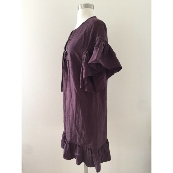 ULLA JOHNSON MARIANNE TWILL LACE-UP SHIFT DRESS SZ 0 BORDEAUX G8523 - Picture 6 of 7